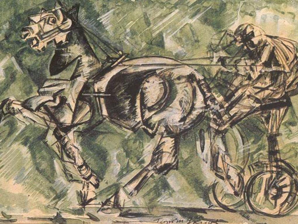 Георгий Якулов. Эскиз оформления кафе «Стойло Пегаса» (фрагмент). Около 1919. Санкт-Петербургский государственный музей театрального и музыкального искусства, Санкт-Петербург