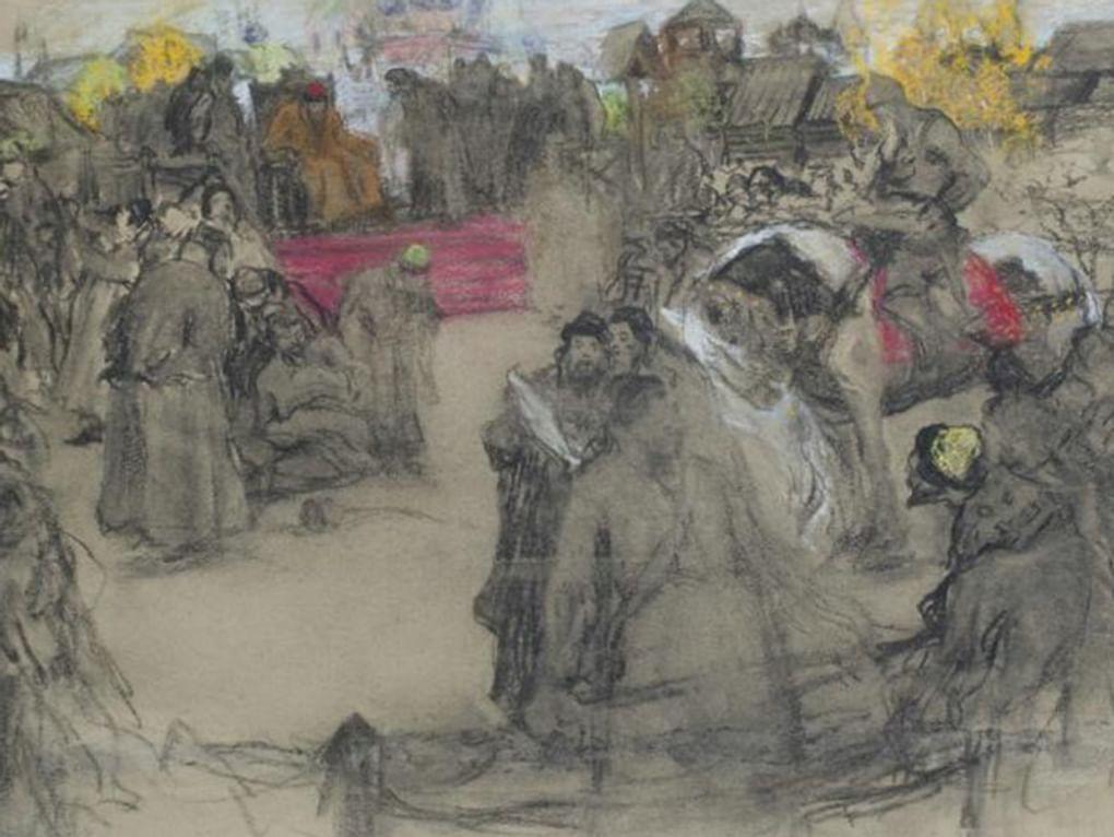 Иван Горюшкин-Скоропудов. Эскиз картины «Божий суд» (фрагмент). 1910-е. Пензенская областная картинная галерея им. К.А. Савицкого, Пенза