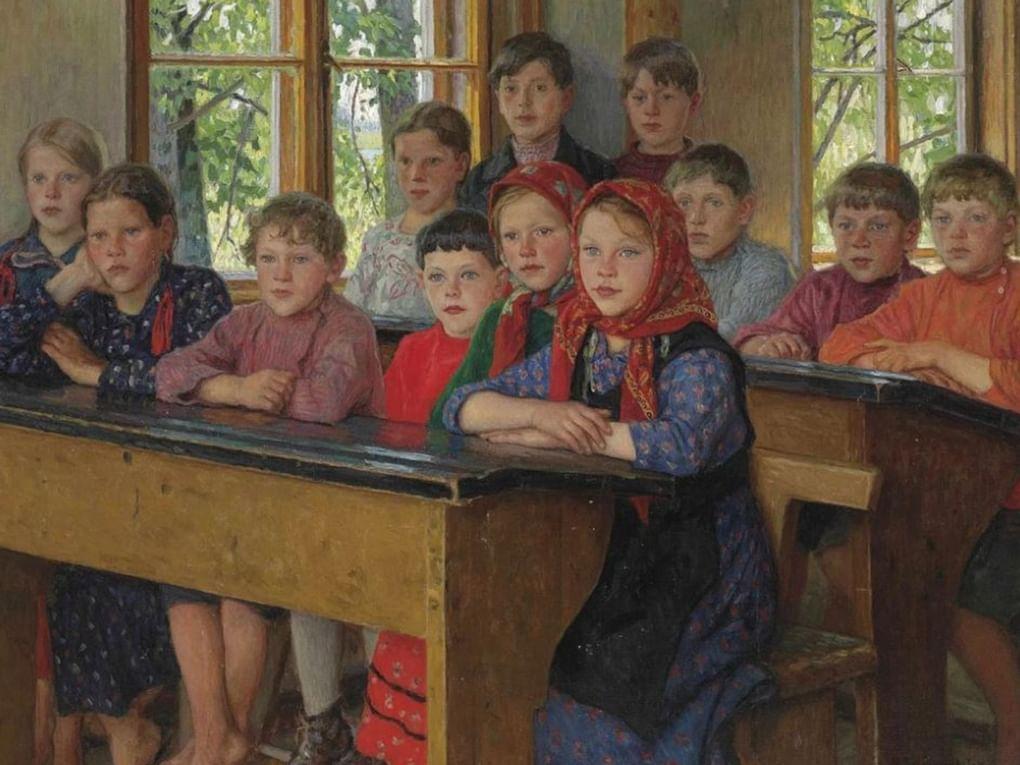 Николай Богданов-Бельский. В классе (фрагмент). 1938. Частное собрание