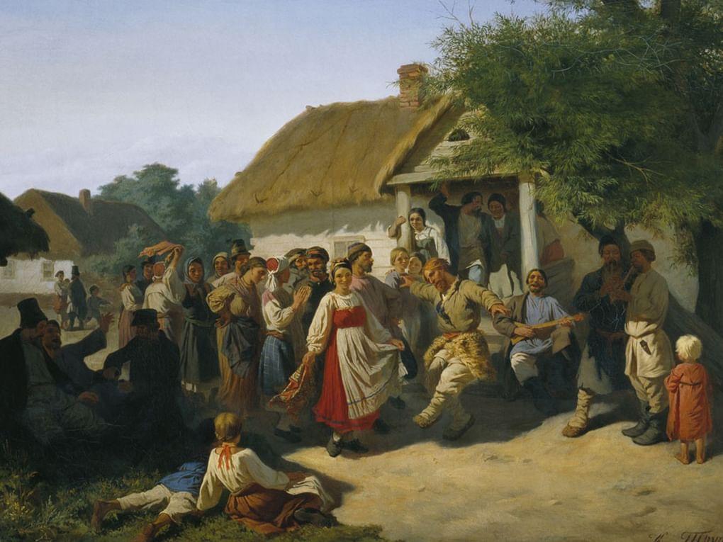Константин Трутовский. Хоровод в Курской губернии (фрагмент). 1860. Государственная Третьяковская галерея, Москва