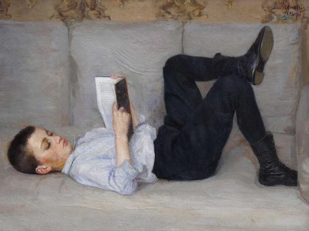 Исаак Аскназий. С книгой (фрагмент). Конец XIX — начало XX века. Курская государственная картинная галерея им. А.А. Дейнеки, Курск