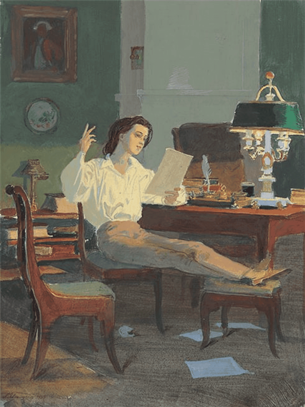 Дмитрий Белюкин. Ленский в кабинете. 1999. Изображение: <a href="https://belukin.ru/statique/22/" target="_blank">belukin.ru</a>