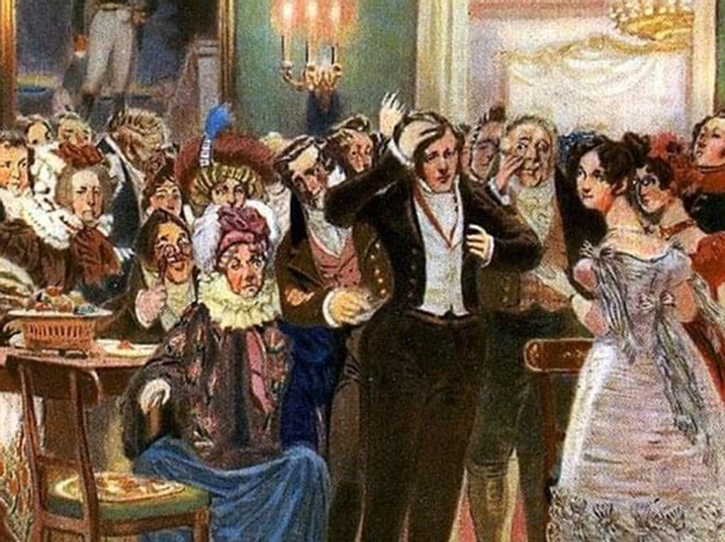 Дмитрий Кардовский. Иллюстрация к комедии Александра Грибоедова «Горе от ума» (фрагмент). Издательское товарищество «Р. Р. Голике и А. И. Вильборг», 1912. Изображение: <a href="https://ru.wikipedia.org/wiki/%D0%A4%D0%B0%D0%B9%D0%BB:%D0%9A%D0%B0%D1%80%D0%B4%D0%BE%D0%B2%D1%81%D0%BA%D0%B8%D0%B9,_%D0%93%D0%BE%D1%80%D0%B5_%D0%BE%D1%82_%D1%83%D0%BC%D0%B0_7.jpg" target="_blank">wikipedia.org</a>