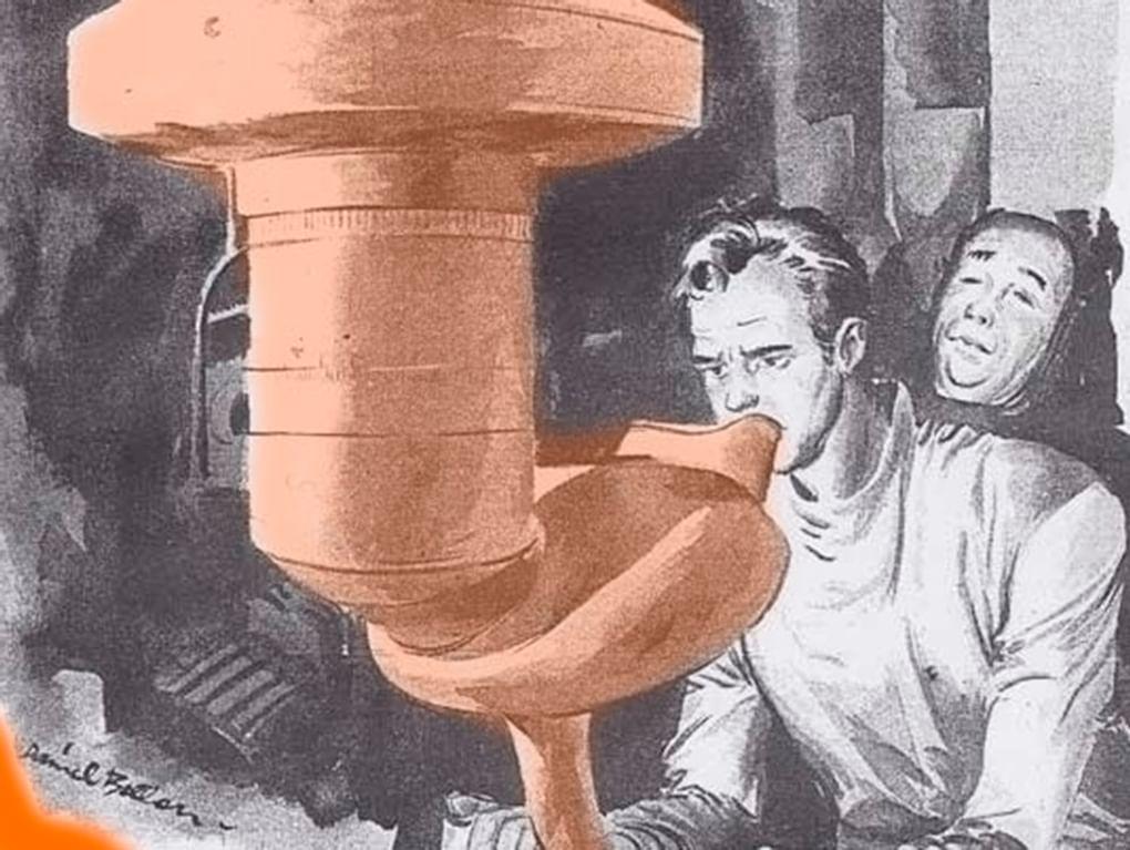 Billon Daniel. Иллюстрация к произведению братьев Стругацких «Путь на Амальтею». Издание «La Vie Ouvrière» (Paris), 1962-1963. Изображение: <a href="http://www.rusf.ru/abs/s_3b.htm" target="_blank">rusf.ru</a>
