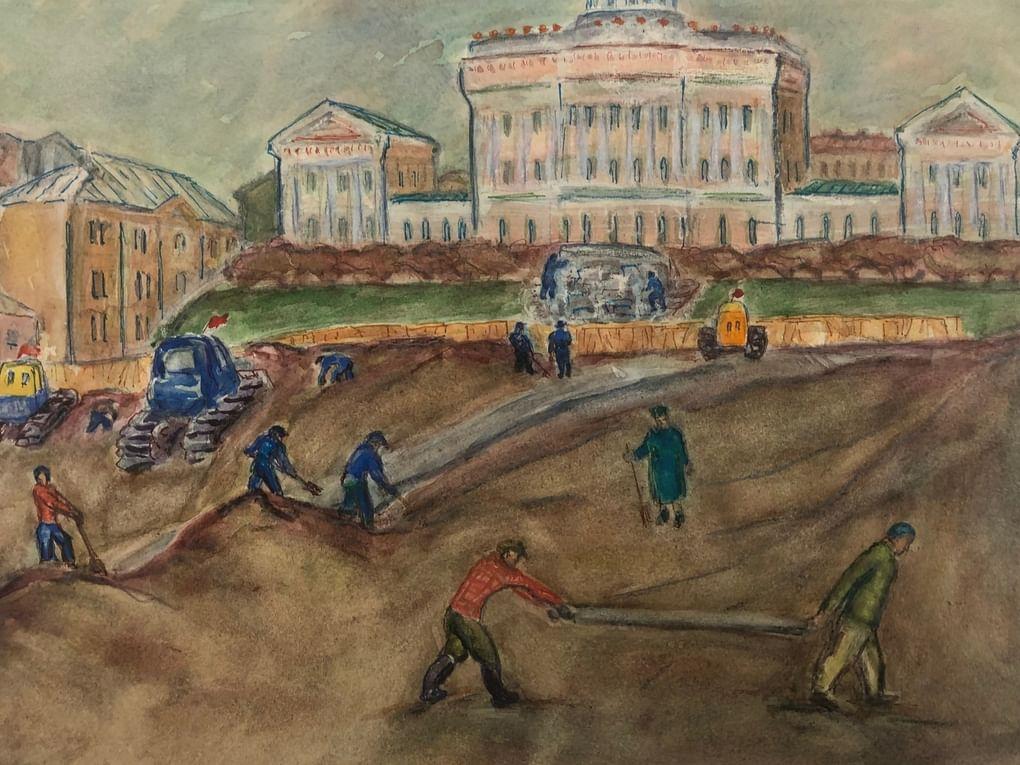 Анастасия Завьялова. Коммунистический субботник у библиотеки им. В.И. Ленина. Москва. Апрель 1972 года. 1972. Государственный центральный музей современной истории России, Москва