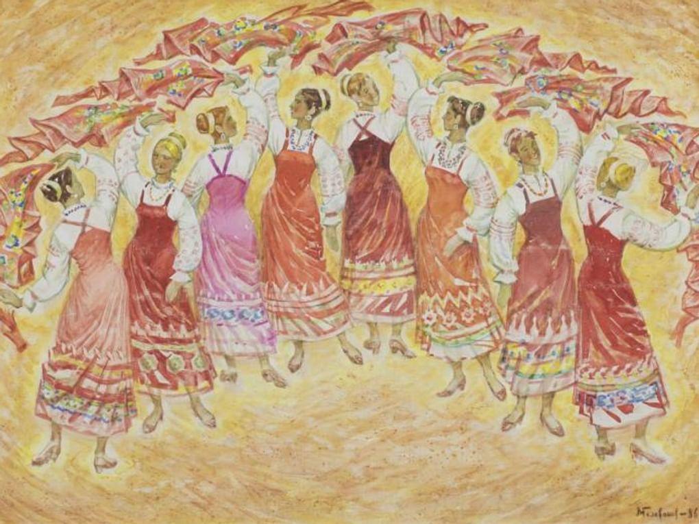 Владимир Голованов. Танец «Красный сарафан» (фрагмент). 1986. Вятский художественный музей имени В.М. и А.М. Васнецовых, Киров