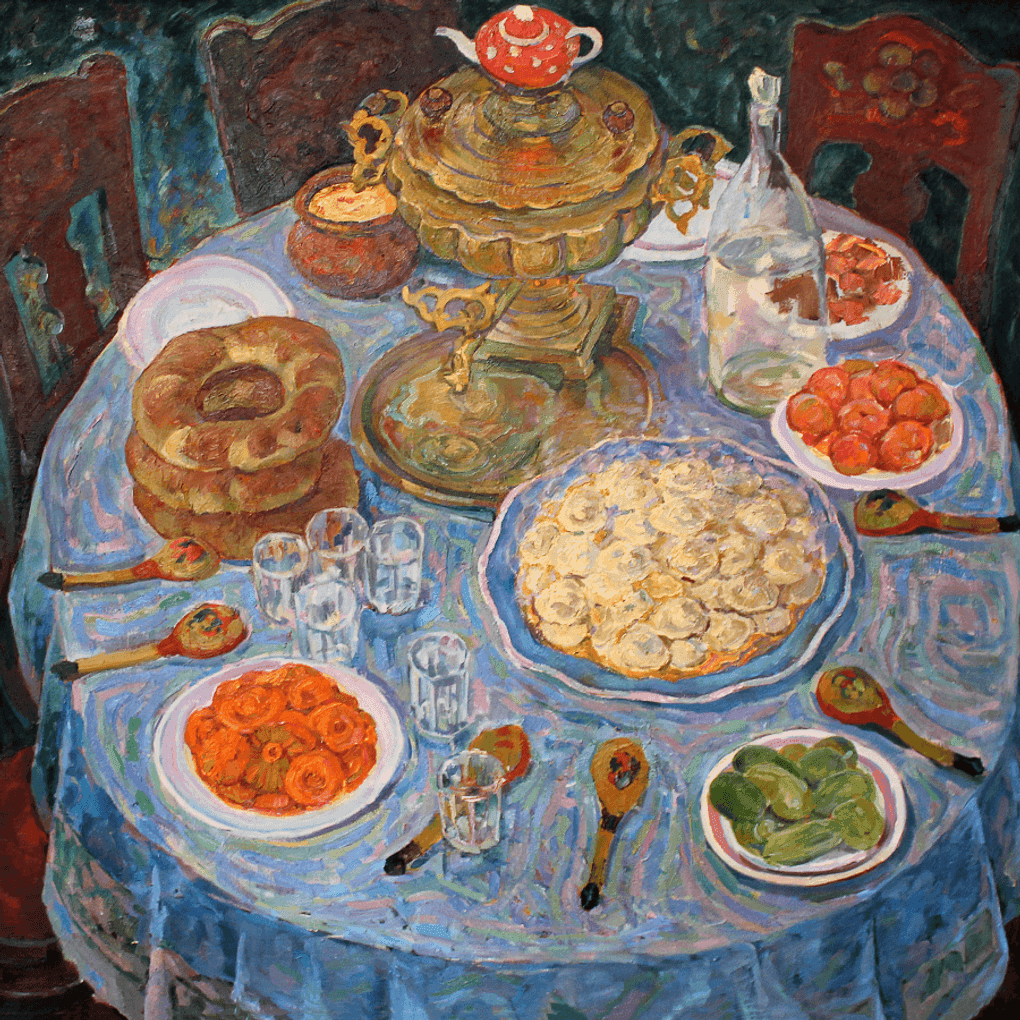 Владимир Калашников. Пельмени. 1972.  Забайкальский краевой художественный музей, Чита