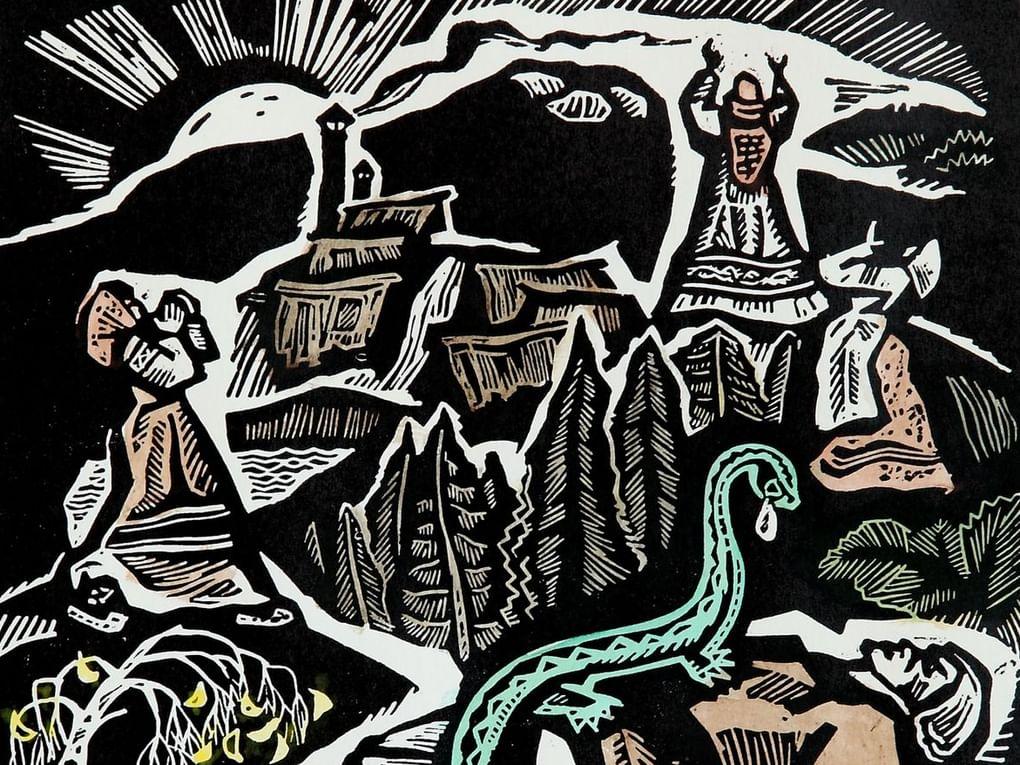 Виталий Волович. Малахитовая шкатулка (фрагмент). Из серии иллюстраций к сказам Павла Бажова «Малахитовая шкатулка». 1963. Ирбитский государственный музей изобразительных искусств, Ирбит, Свердловская область