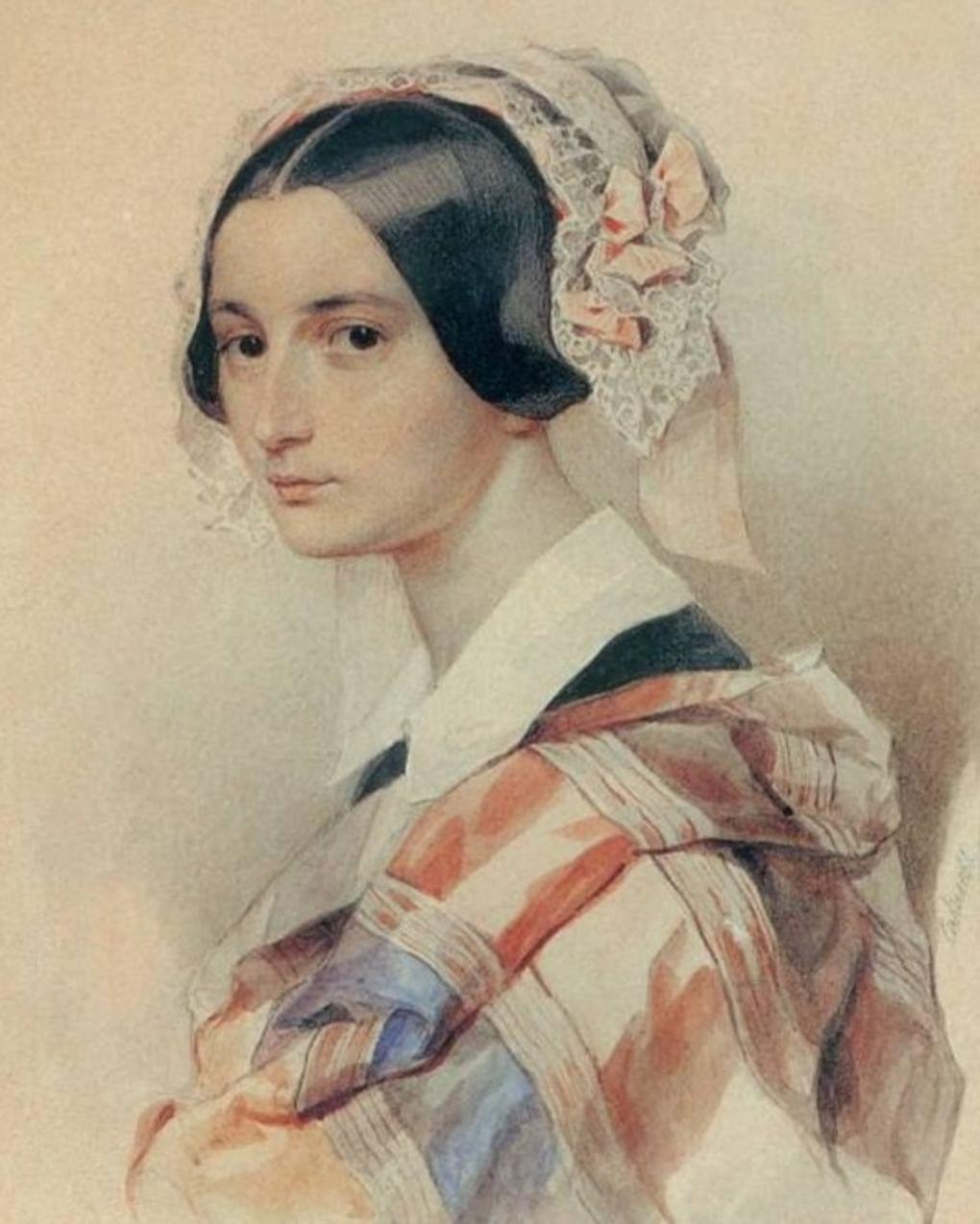 Петр Соколов. Портрет Александры Смирновой (фрагмент). Начало 1830-х. Всероссийский музей А.С.Пушкина, Санкт-Петербург