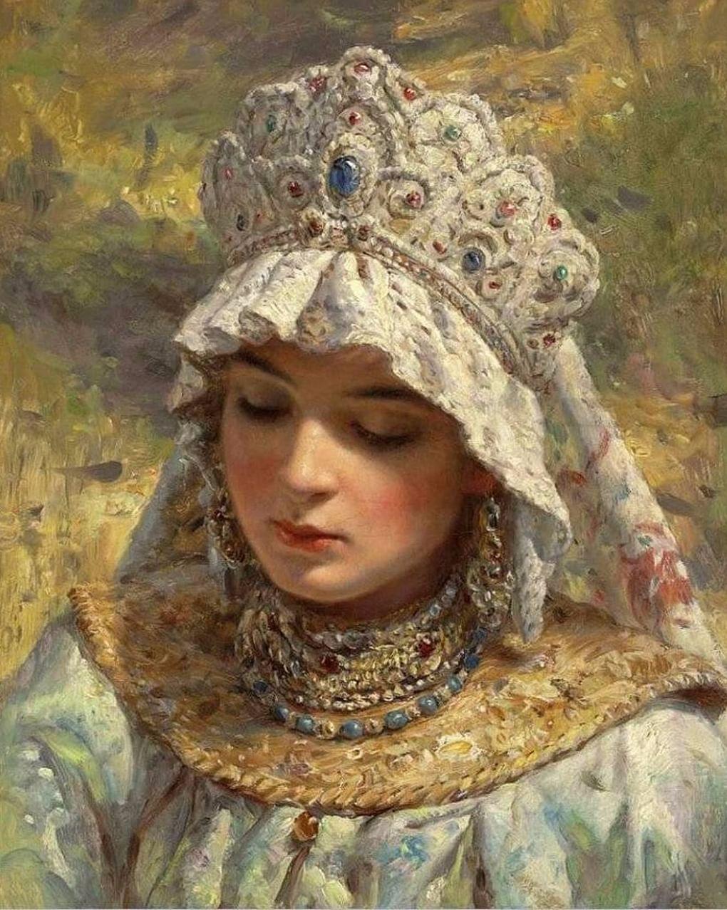 Константин Маковский. Русская красавица в кокошнике. 1890. Частное собрание