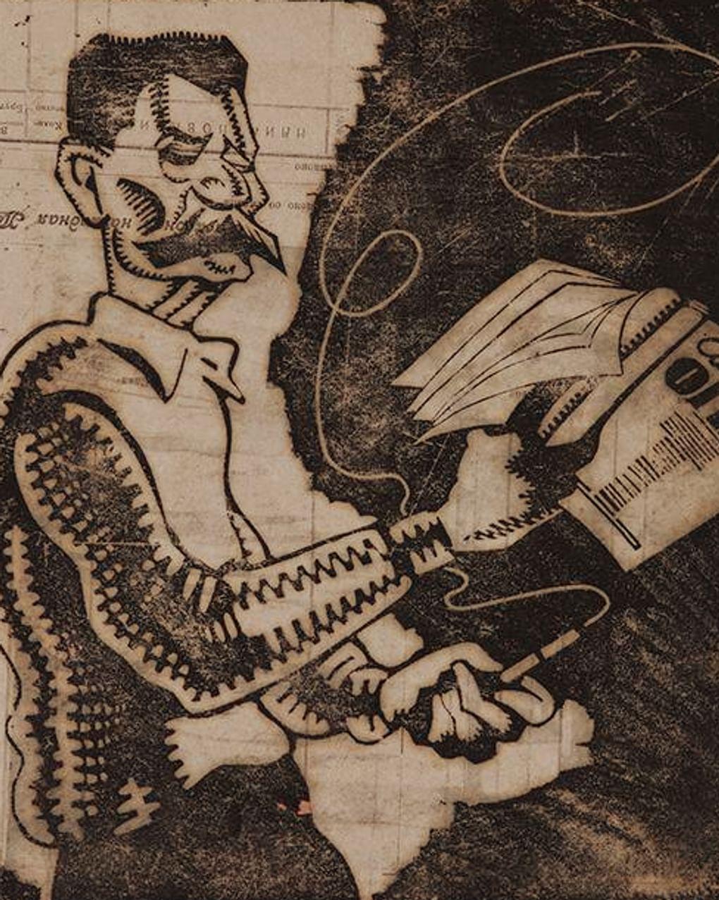 Александр Заковряшин. Дружеский шарж на Максима Горького (фрагмент). 1933. Новосибирский государственный художественный музей, Новосибирск