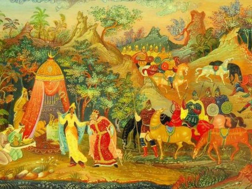 Вячеслов Муратов. Шкатулка «Сказка о золотом петушке». Мстера. 1978. Вологодская областная картинная галерея, Вологда