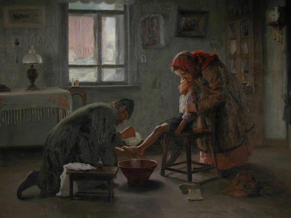 Аникита Хотулев. Деревенская помощь (фрагмент). 1907. Краснодарский краевой художественный музей имени Ф.А. Коваленко, Краснодар