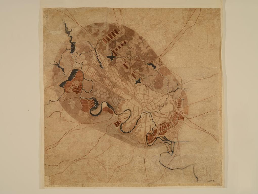 Николай Ладовский. План реконструкции Москвы («Парабола»). Генплан. 1932