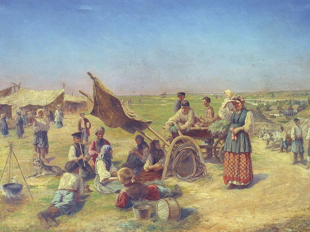 Константин Трутовский. Переселенцы в Курской губернии (фрагмент). 1880-е. Государственный музей истории российской литературы им. В.И. Даля (Государственный литературный музей), Москва
