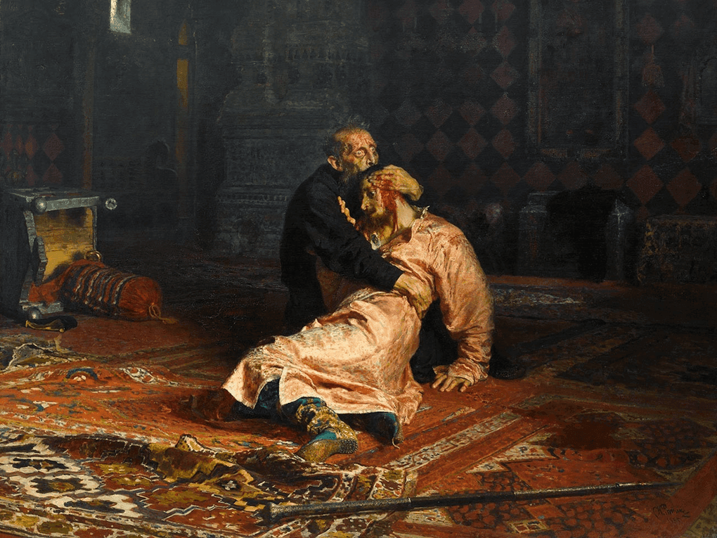 Илья Репин. Иван Грозный и сын его Иван 16 ноября 1581 года. 1883—1885. Государственная Третьяковская галерея, Москва