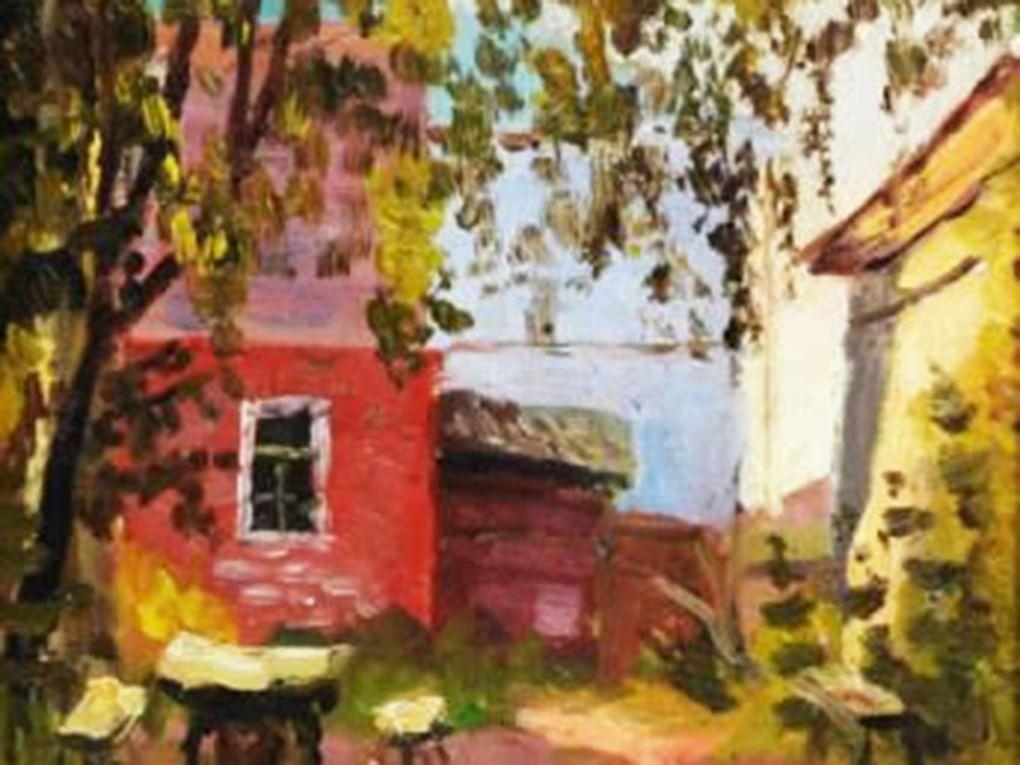 Александр Самохвалов. Дворик (фрагмент). 1921. Государственный Русский музей, Санкт-Петербург 