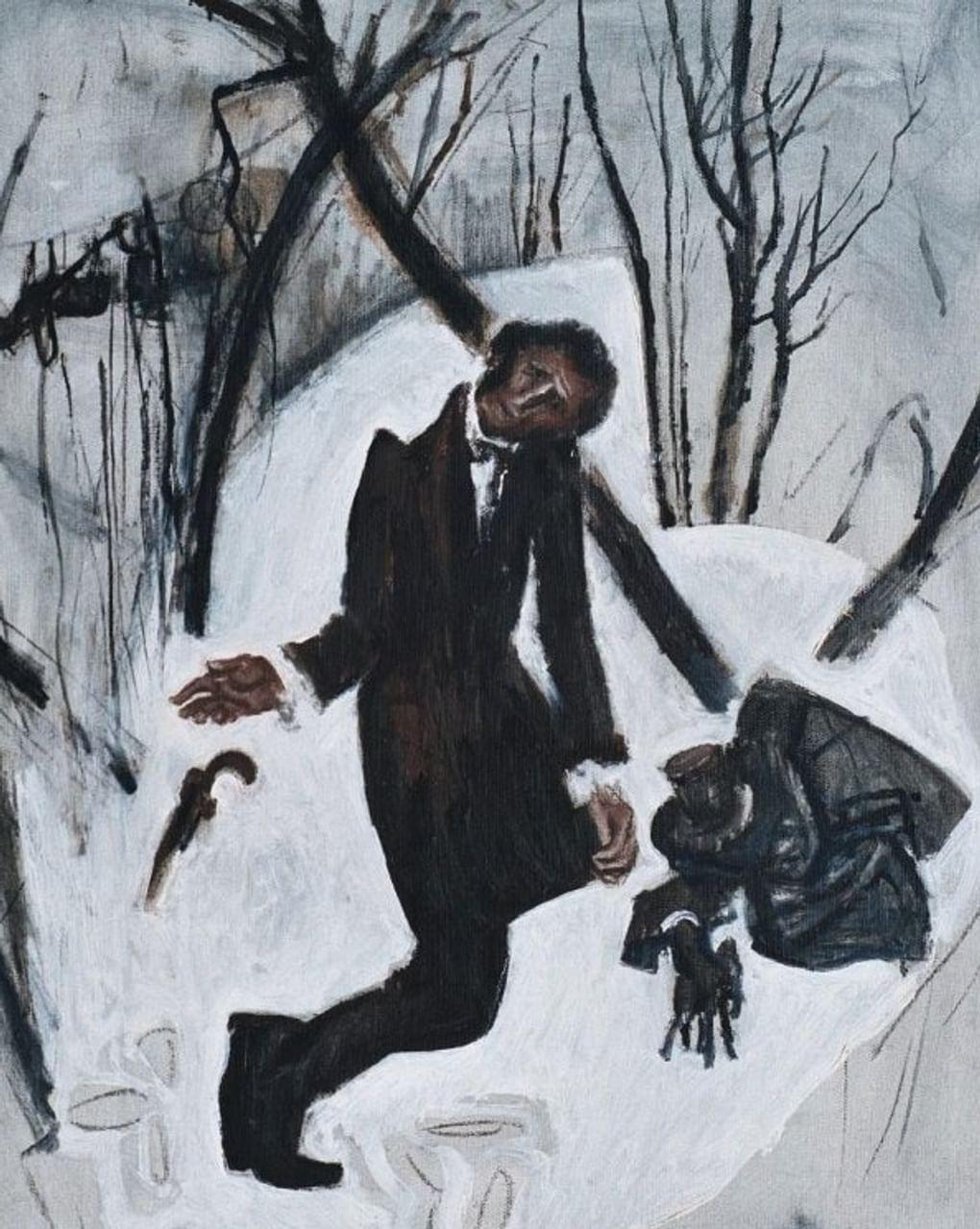 Евсей Моисеенко. Дуэль. Из серии «Пушкин». 1977. Научно-исследовательский музей при Российской академии художеств, Санкт-Петербург