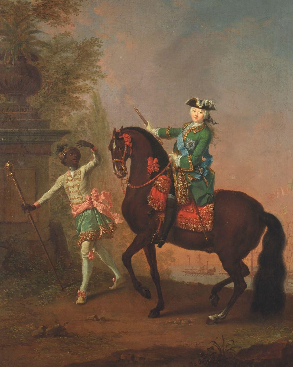 Георг Христоф Гроот. Портрет Елизаветы Петровны на коне с арапчонком (фрагмент). 1743. Государственная Третьяковская галерея, Москва
