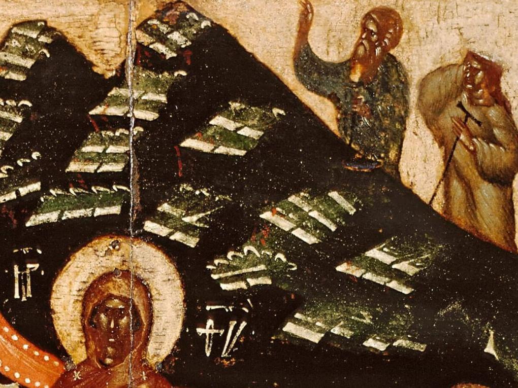Собор Богоматери (фрагмент). Конец XIV - начало XV века. Государственная Третьяковская галерея, Москва