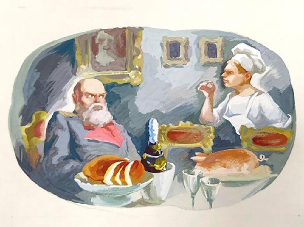 Алексей Дрилев. Сайки с изюмом. Из комплекта иллюстраций к книге Владимира Крючкова «Испекли мы каравай». 1989. Государственный музей истории литературы, искусства и культуры Алтая, Барнаул