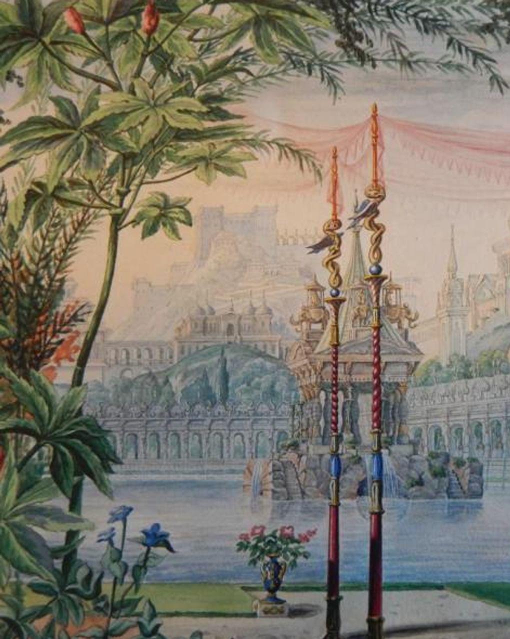 Андреас Леонгард Роллер. Сады Черномора (фрагмент). Эскиз декорации к опере Карла Альбрехта «Руслан и Людмила». Большой Каменный театр, Санкт-Петербург. 1842. Государственный центральный театральный музей имени А.А. Бахрушина, Москва