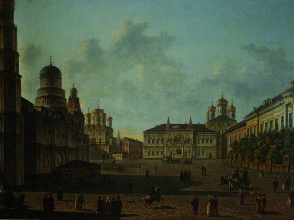 Федор Алексеев. Вид Ивановской (Царской) площади (фрагмент). 1810-е. Государственный научно-исследовательский музей архитектуры имени А.В. Щусева, Москва