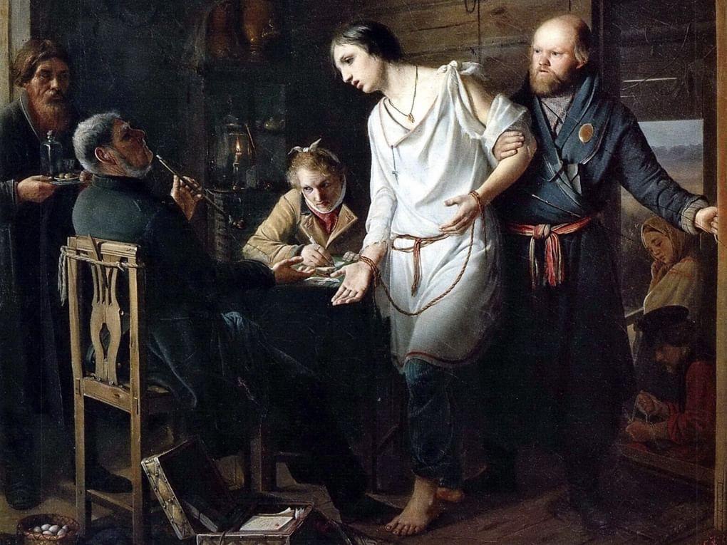 Василий Перов. Приезд станового на следствие (фрагмент). 1857. Государственная Третьяковская галерея, Москва