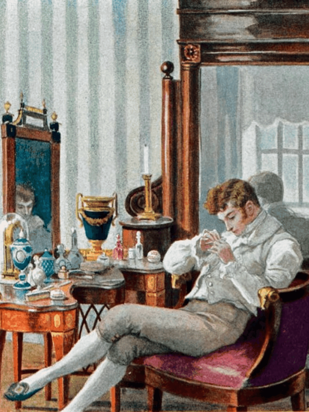 Елена Самокиш-Судковская. Евгений Онегин в кабинете (фрагмент). 1908. Из книги типографии товарищества Р. Голике и А. Вольборг, Санкт-Петербург