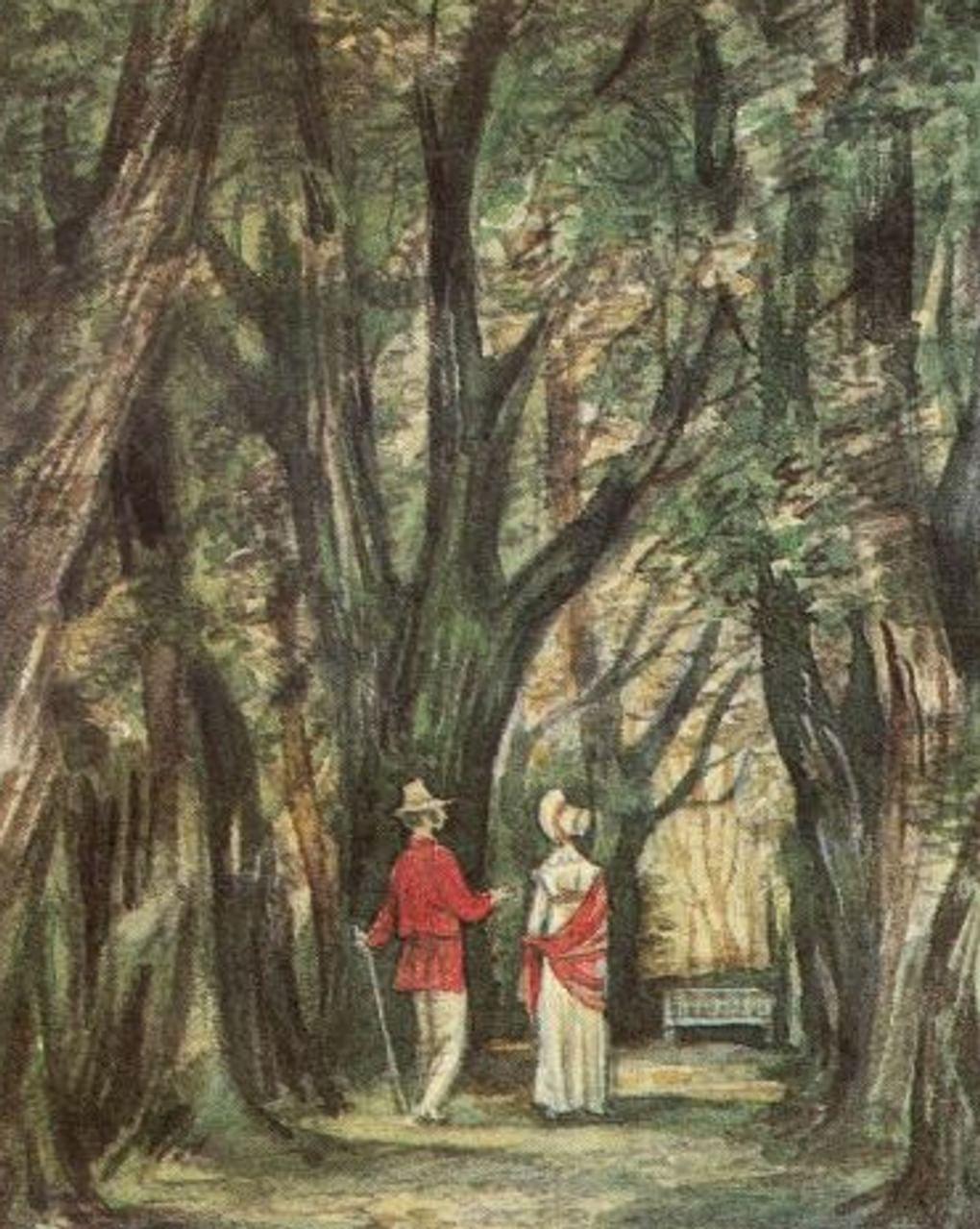 Открытка «1825 год. Александр Пушкин и Анна Керн». Из набора открыток «Александр Пушкин». Москва: издательство «Изобразительное искусство», 1984