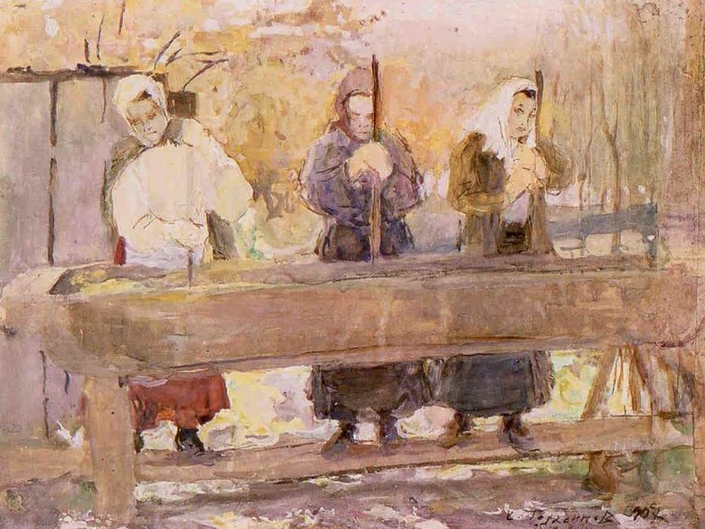 Сергей Герасимов. Капусту рубят. 1907. Государственный Русский музей, Санкт-Петербург