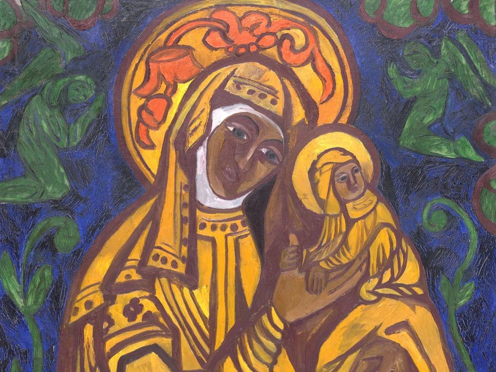 Наталья Гончарова. Богоматерь с младенцем. 1910. Государственная Третьяковская галерея, Москва