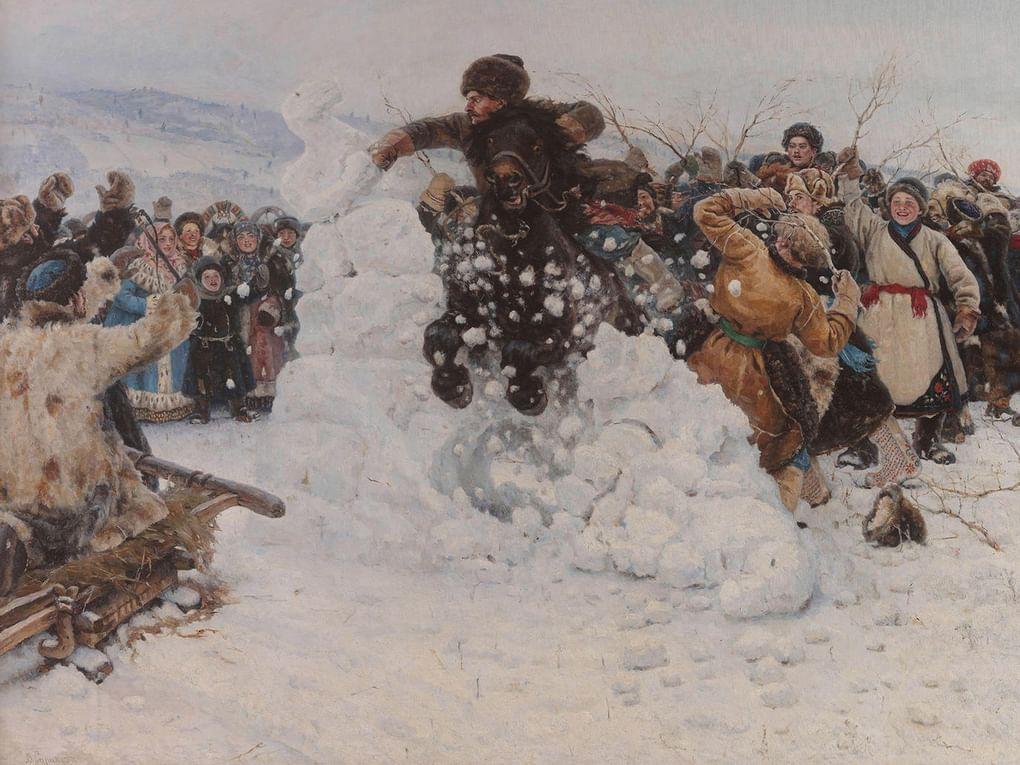 Василий Суриков. Взятие снежного городка (фрагмент). 1891. Государственный Русский музей, Санкт-Петербург