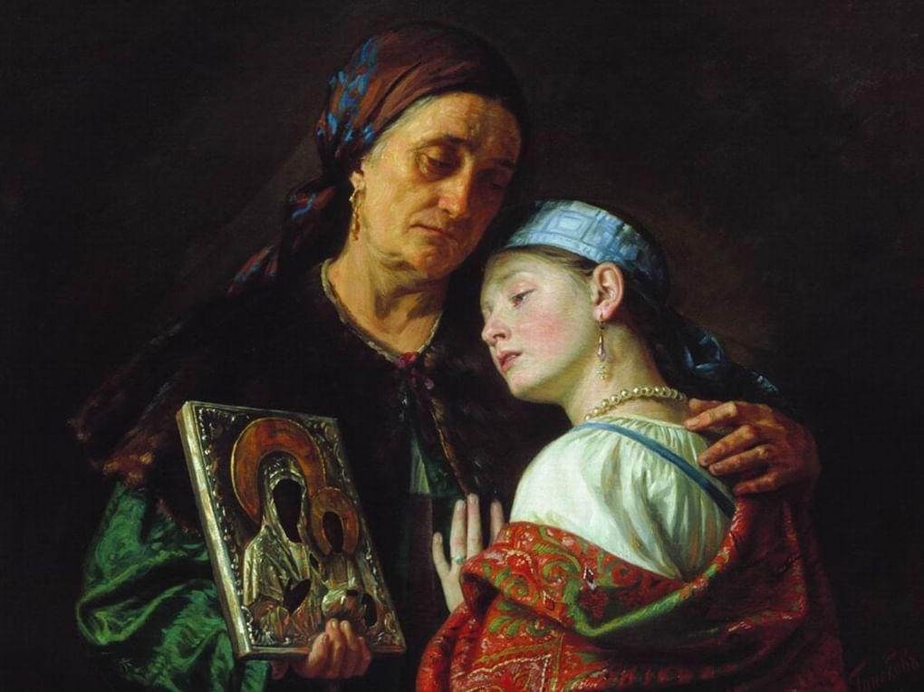 Сергей Грибков. Благословение на свадьбу (фрагмент). 1886. Государственный художественный музей Алтайского края, Барнаул