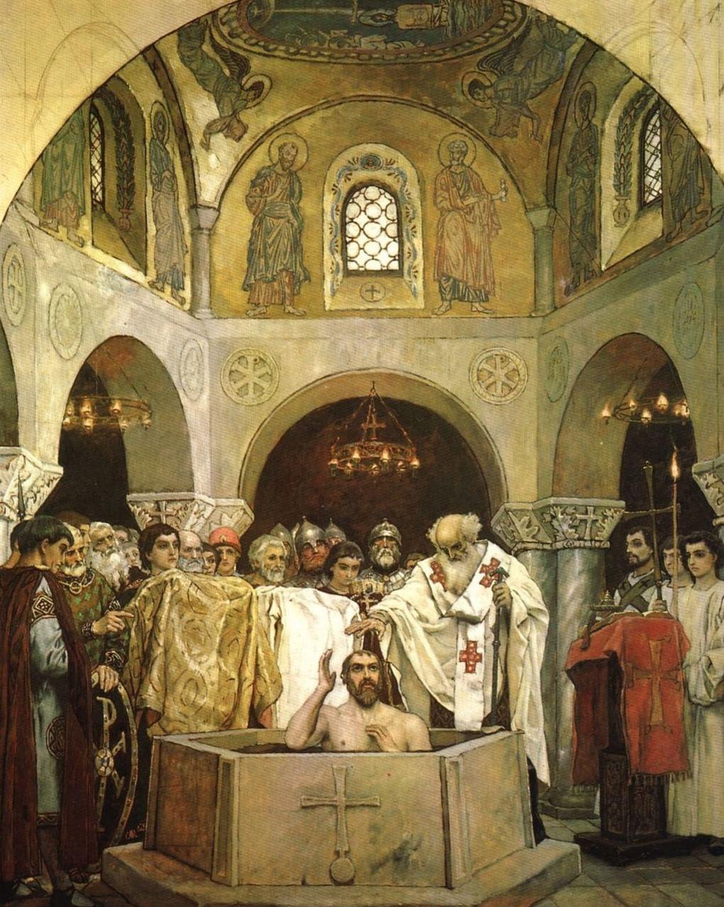 Виктор Васнецов. Крещение Князя Владимира. Эскиз росписи Владимирского собора в Киеве. 1890. Государственная Третьяковская галерея, Москва