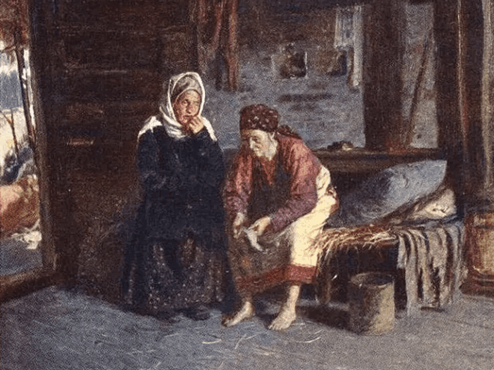 Абрам Архипов. Посещение больной (фрагмент). 1885. Государственная Третьяковская галерея, Москва