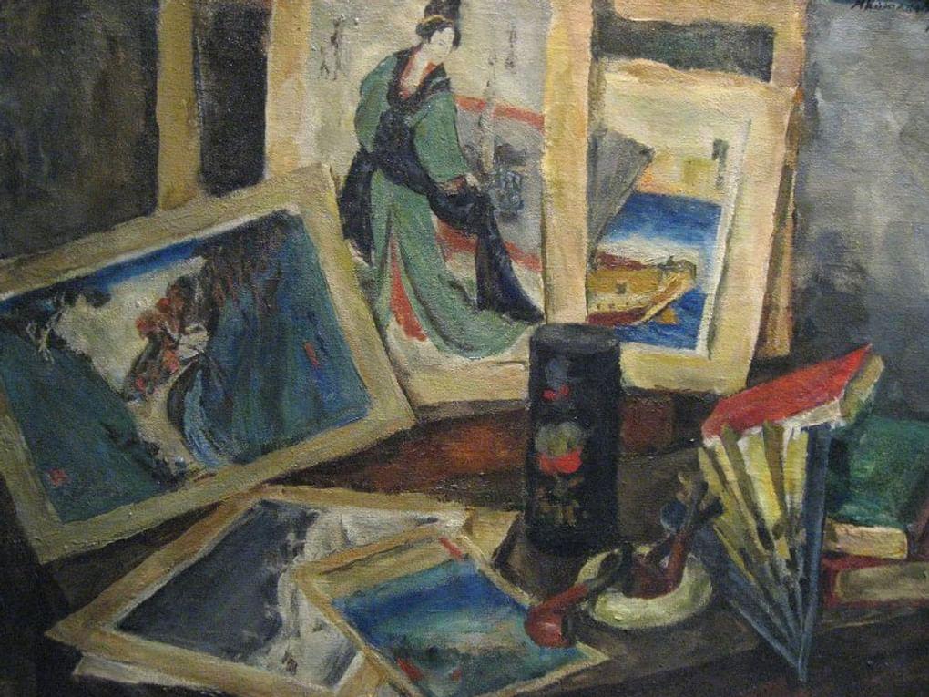Михаил Кончаловский. Натюрморт с японскими гравюрами. 1988. Мурманский областной художественный музей, Мурманск