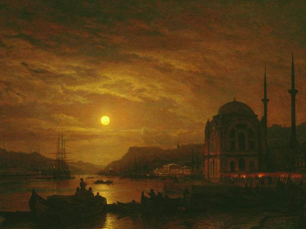 Алексей Боголюбов. Лунный вечер в Константинополе (фрагмент). 1856. Ставропольский краевой музей изобразительных искусств, Ставрополь