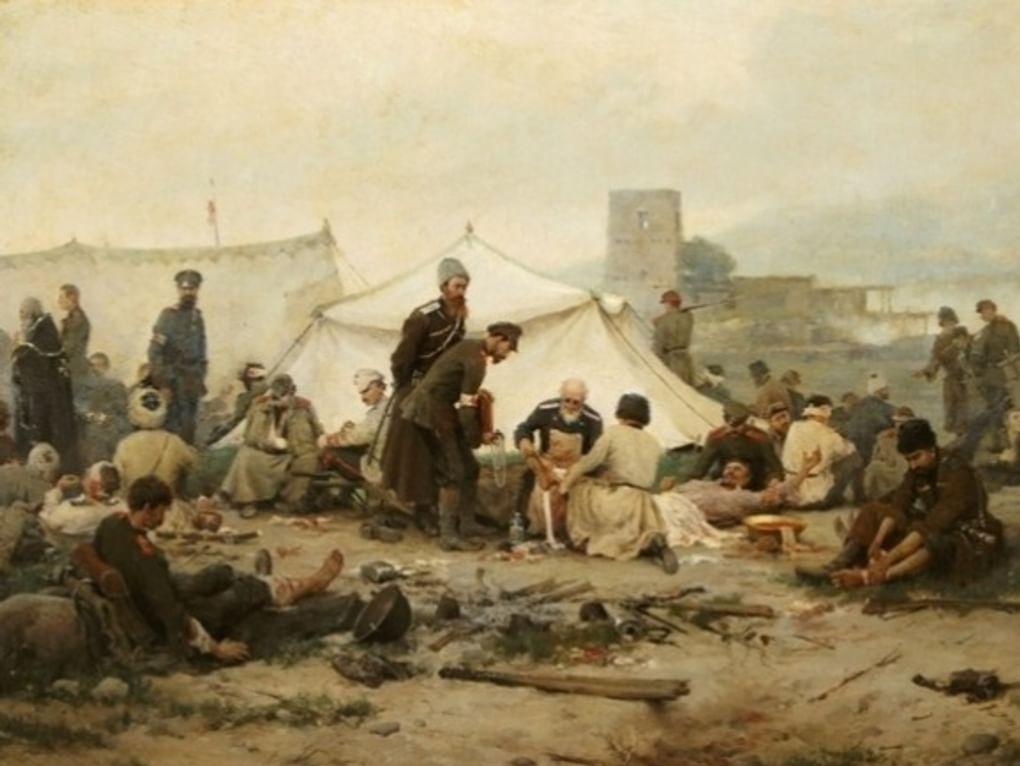Иван Владимиров. Перевязочный пункт во время Кавказской войны (фрагмент). 1893. Частное собрание