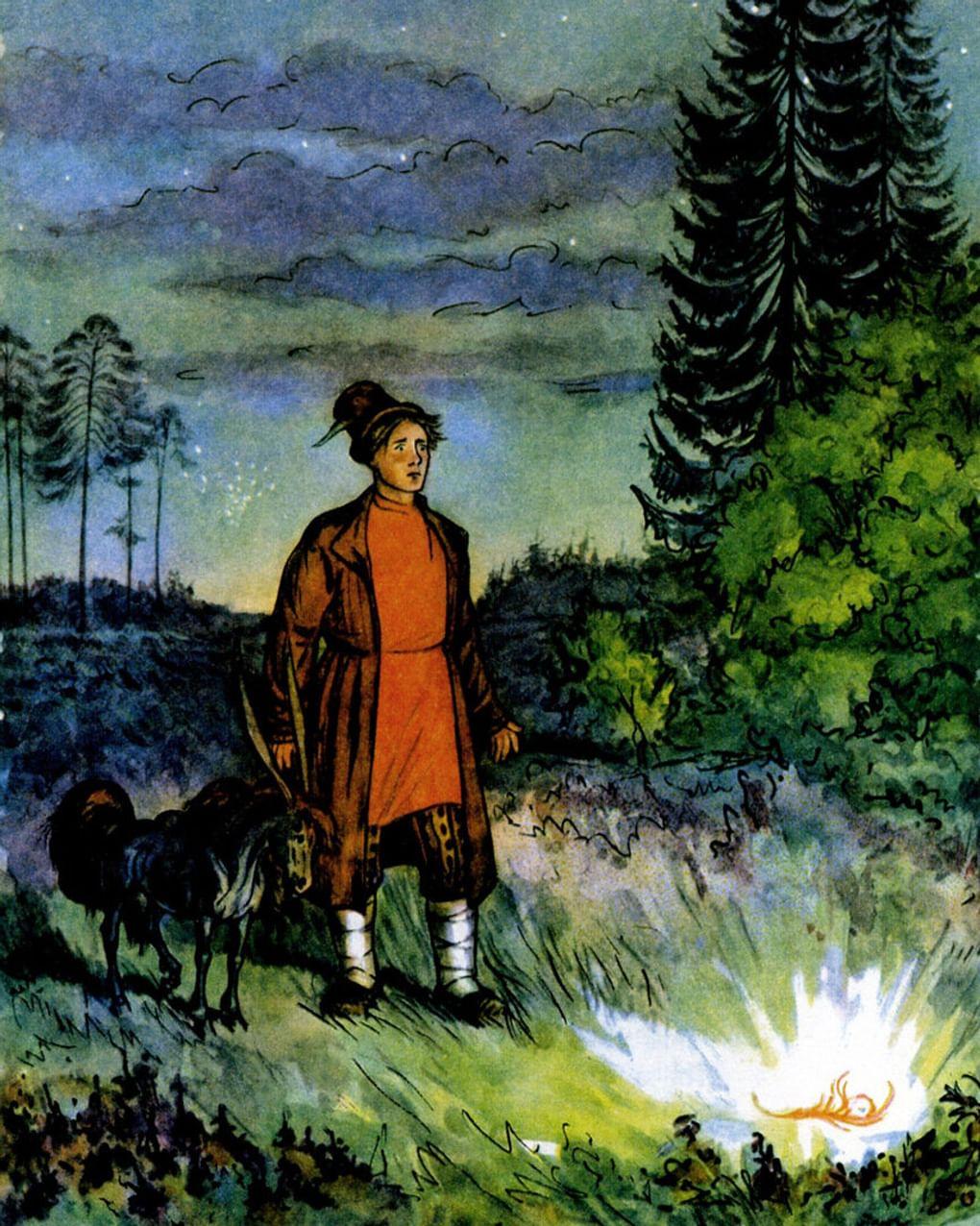 Владимир Милашевский. Иллюстрация к сказке Петра Ершова «Конек-горбунок». 1986. Издательство «Детская литература»