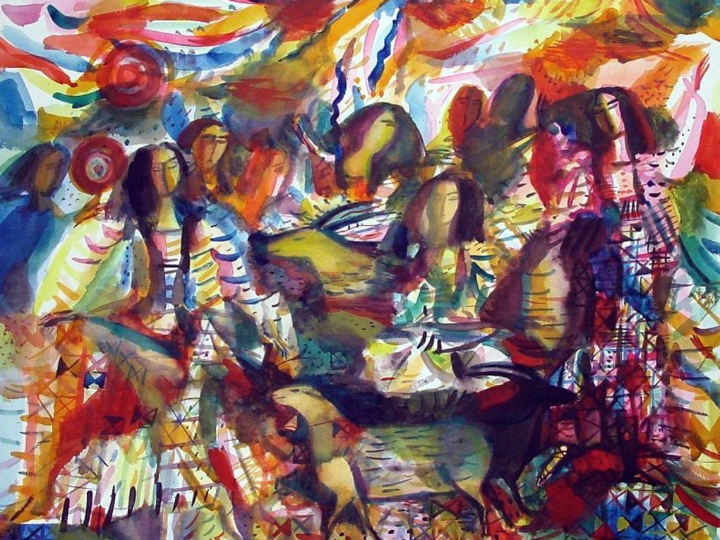 Светлана Каткова. Колядки (фрагмент). Второй лист диптиха. 1990. Курганский областной художественный музей им. Г.А. Травникова, Курган