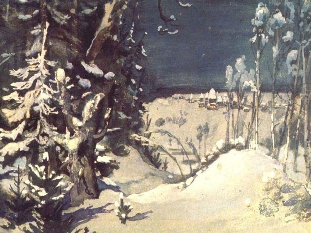 Виктор Васнецов. Эскиз декорации к опере Николая Римского-Корсакова «Снегурочка». 1881. Государственный историко-художественный и литературный Музей-заповедник «Абрамцево», Московская область