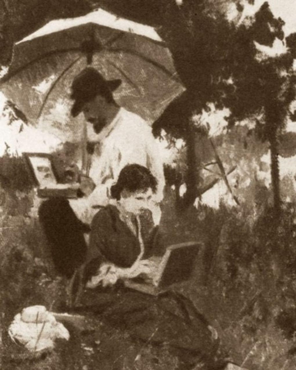 Алексей Степанов. Исаак Левитан и Софья Кувшинникова на этюдах (фрагмент). 1887. Изображение: artchive.ru
