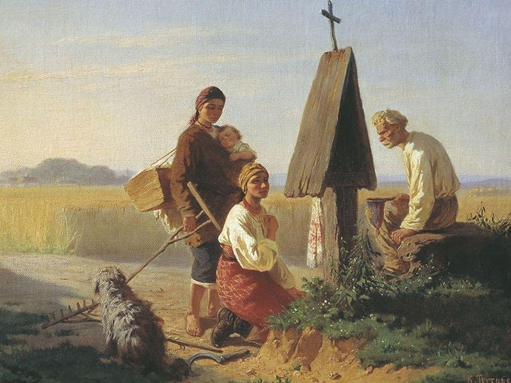 Константин Трутовский. Сбор на церковь (фрагмент). 1863. Запорожский областной художественный музей, Запорожье