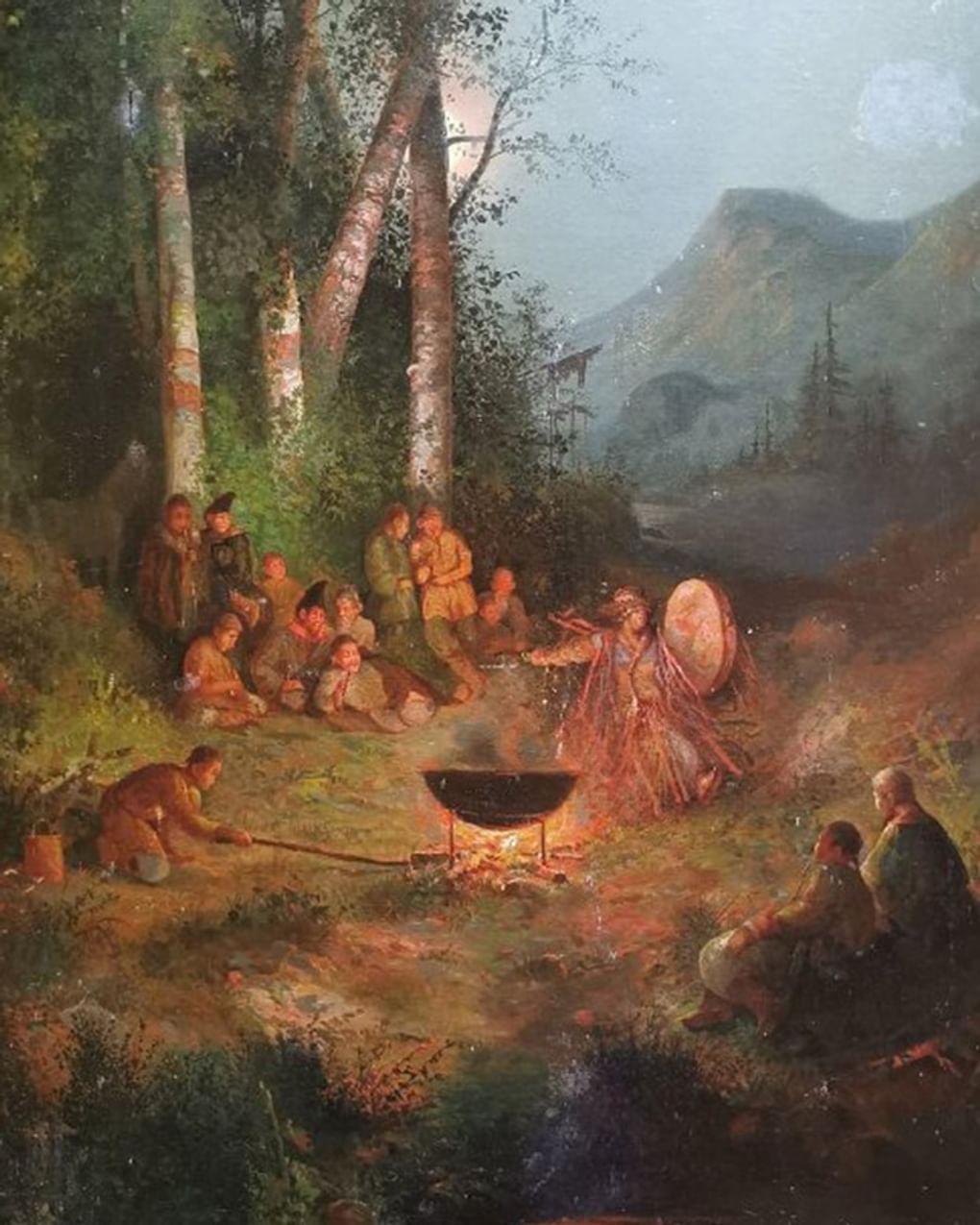 Григорий Чорос-Гуркин. Ночь жертвы (Камлание) (фрагмент). 1895. Национальный музей Республики Алтай им. А.В. Анохина, Горно-Алтайск
