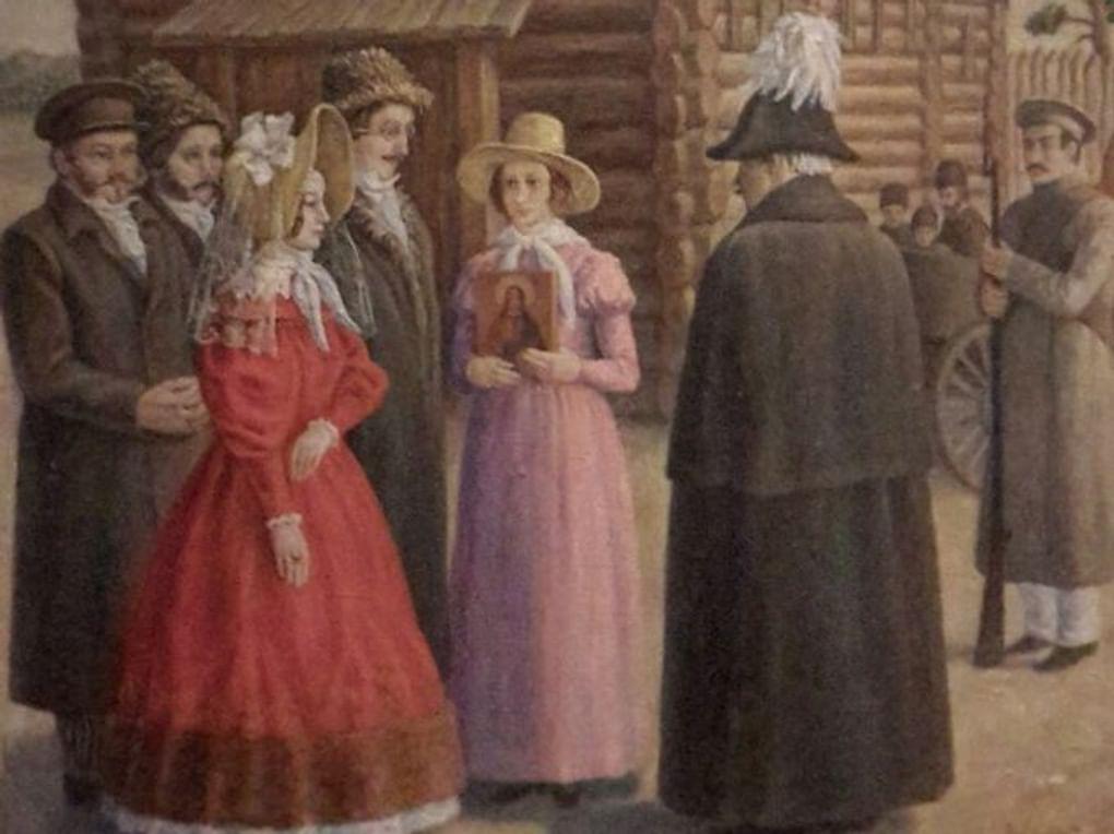 Николай Полянский. Венчание Анненковых (фрагмент). Забайкальский краевой краеведческий музей имени А.К. Кузнецова, Чита