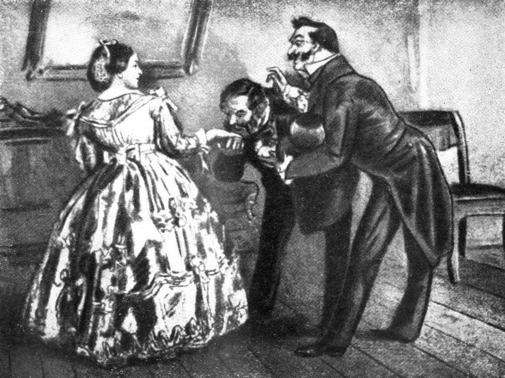 Константин Савицкий. Визит. Иллюстрация к пьесе Николая Гоголя «Женитьба». Конец XIX. Дом Н.В. Гоголя - мемориальный музей и научная библиотека, Москва