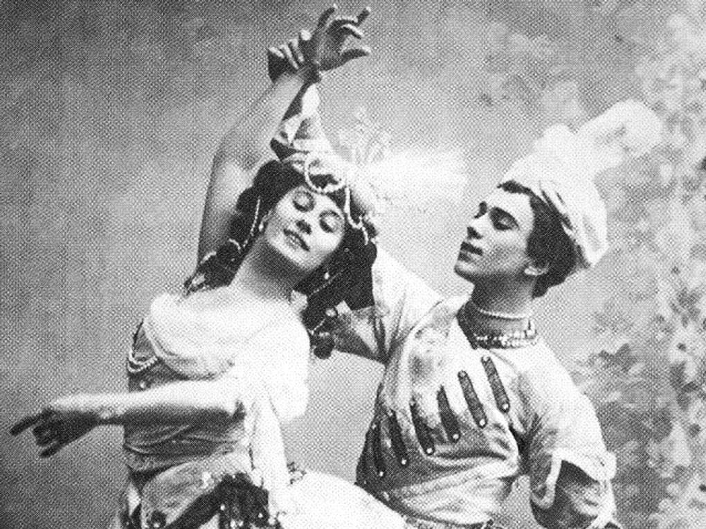 Вацлав Нижинский в роли Белого раба и Анна Павлова в роли Армиды в балете Михаила Фокина «Павильон Армиды». Мариинский театр, Санкт-Петербург, не ранее 1907 года. Фотография: Санкт-Петербургский государственный музей театрального и музыкального искусства, Санкт-Петербург