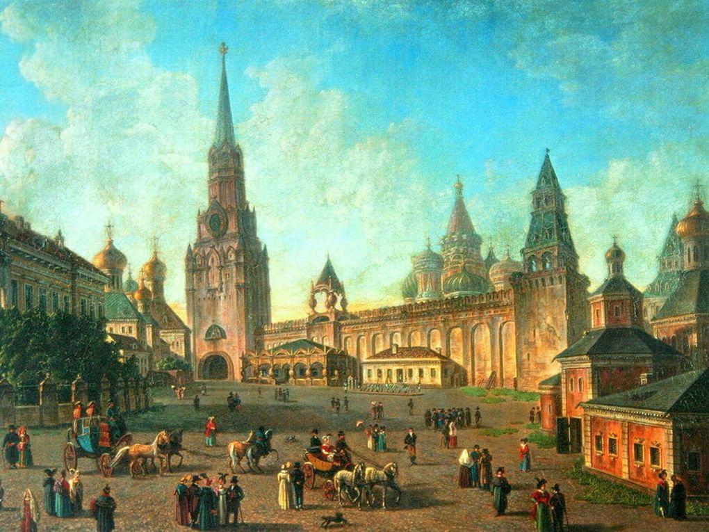 Федор Алексеев. Площадь внутри Московского Кремля (фрагмент). 1810-е. Музей-заповедник «Царское Село», Пушкин, Санкт-Петербург