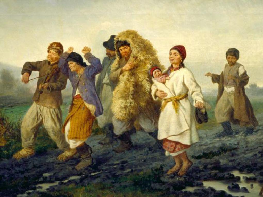 Константин Трутовский. Возвращение с ярмарки (фрагмент). 1868. Саратовский государственный художественный музей им. А.Н. Радищева, Саратов